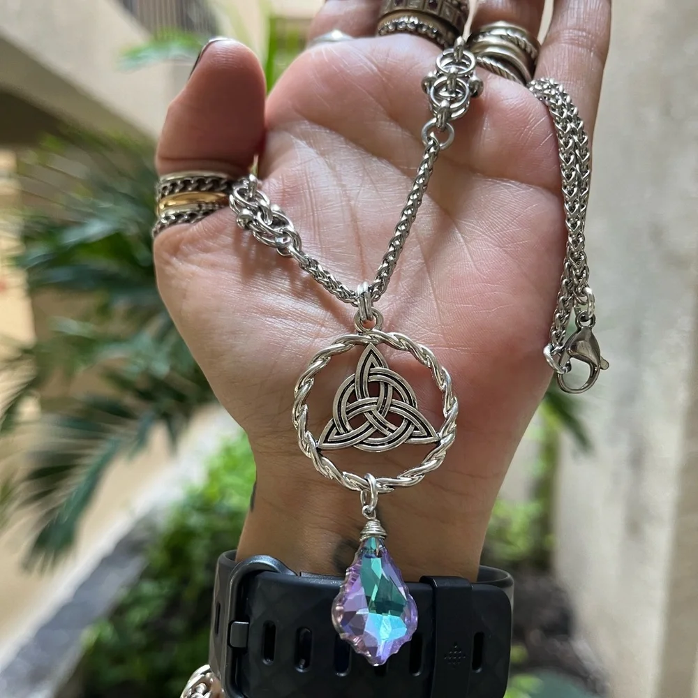 Handmade maille celtic chain celtic knot purple blue iridescent austrian crystal - Picture 2 of 9